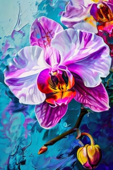 Magnificent orchid flowers in shades of magenta, purple. Detailed close-up captures natural beauty, elegance. Ideal for decor, floral-themed projects, botanical enthusiasts