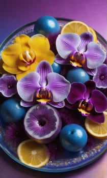 Lush orchid blossoms showcase striking colors, intricate patterns. Bold magenta, purple tones evoke tropical paradise. Perfect for floral decor, botanical prints, nature-inspired designs