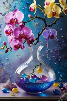 Stunning orchid close-up featuring vivid magenta, purple petals. Detailed textures highlight natural elegance. Ideal for botanical prints, home decor, floral-themed designs