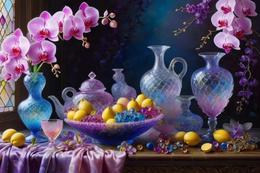 Rich magenta, purple orchid petals in full bloom. Captivating floral display with intricate details. Perfect for botanical prints, home decor, nature enthusiasts