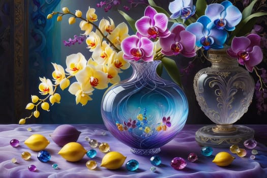 Rich magenta, purple orchid petals in full bloom. Captivating floral display with intricate details. Perfect for botanical prints, home decor, nature enthusiasts