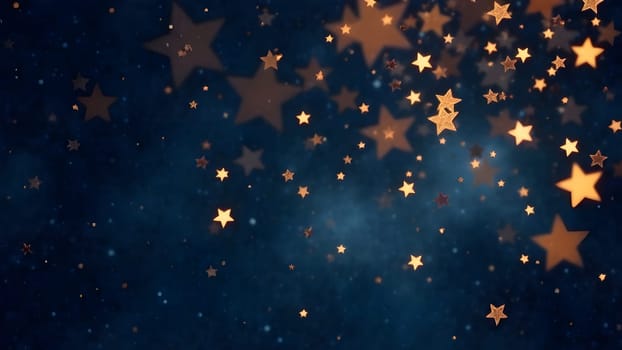 Golden stars shimmer and twinkle as they fall gently in this image, set against a midnight sky with deep blue and black gradients for a magical feel.