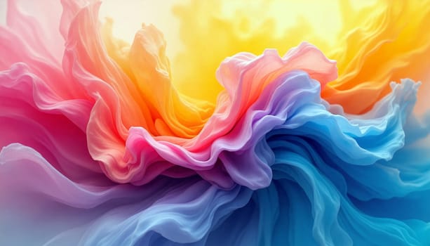 Swirling colors blend harmoniously, with pink, blue, and yellow tones flowing together to create an energetic and captivating visual display - Generative AI