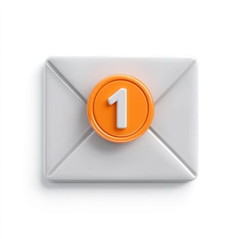 A light gray envelope icon with glossy texture and notification number