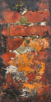 Cracked brick design: aged facade, weathered wall texture, rustic surface marks, worn masonry aesthetics, aged structural charm, uneven brickwork details, distressed finish, vintage ambiance,