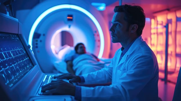 MRI chamber: medical expert, diagnostic equipment, advanced imaging, patient care, radiology setting, clinical precision, magnetic resonance, healthcare environment, specialist focus