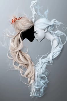 Creative banner: yin-yang symbol, harmonious contrast, balanced energy, spiritual duality, artistic design, minimalist expression, dynamic flow, philosophical theme, serene aesthetic