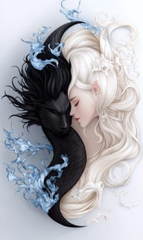 Yin and yang: creative banner, balanced design, symbolic harmony, duality concept, minimalist style, artistic expression, spiritual balance, cultural symbolism, dynamic energy, serene composition