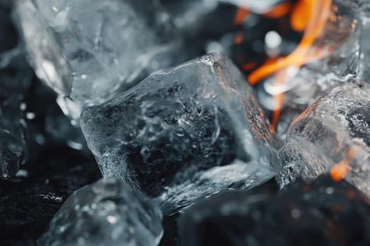 Ice cubes banner: minimalist style, clear design, frosty texture, chilled elements, crisp visual, refreshing look, cold sensation, subtle elegance, clean aesthetics