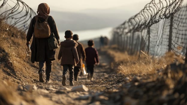 Faces of displacement: portrait refugees driven by conflict, poverty, environmental catastrophes, reflecting human cost major international issues, importance of empathy in finding lasting solutions