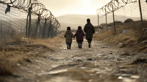 Faces of displacement: portrait refugees driven by conflict, poverty, environmental catastrophes, reflecting human cost major international issues, importance of empathy in finding lasting solutions