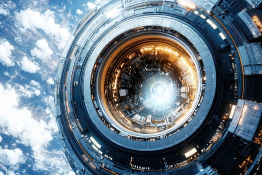 This image showcases a captivating futuristic circular portal emitting bright light, set against a deep space background, symbolizing advanced technology and exploration.