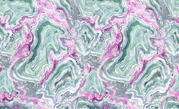 Modern pattern with textured layers of minerals painted with watercolors in lilac shades for textiles and surface design. Digital processing and vertical texture