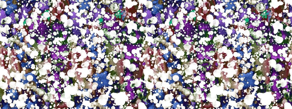 Seamless pattern with abstract creative blots and splashes painted with gouache for paint box design