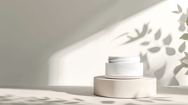 Cosmetic cream in a glass jar. Skin care concept. Background for beauty products
