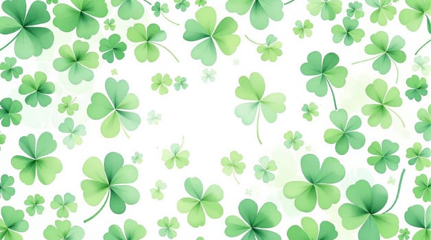 Watercolor-style Seamless Pattern of Green Shamrocks for Saint Patrick's Day Celebration. Festive Decor, Greeting Cards, and Party Invitations concept.