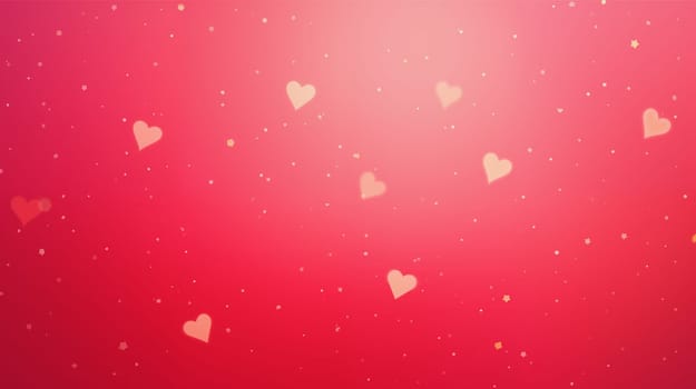 A heart is on a red surface with a lot of sparkles