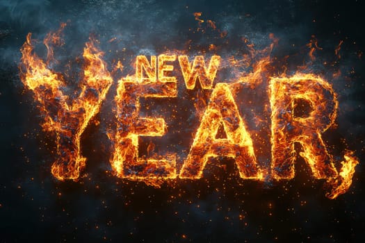 A vibrant and stunning display of fireworks beautifully spelling out NEW YEAR against a dark, night sky backdrop