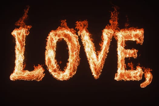 A striking representation of love expressed through fiery flames, symbolizing passion and intensity.