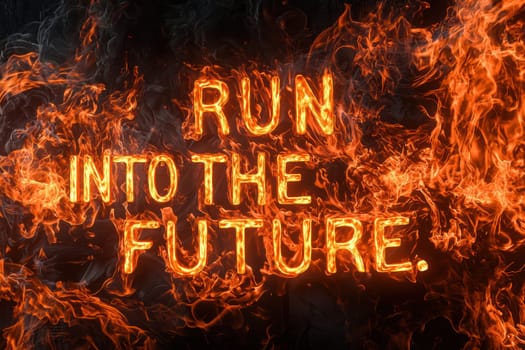 A dynamic representation that embodies the essence of futurism and motivation, accompanied by fiery thematic elements