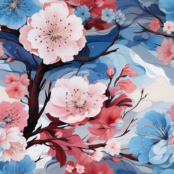 Seamless pattern tile background flowers and floral leaves plants. High quality photo
