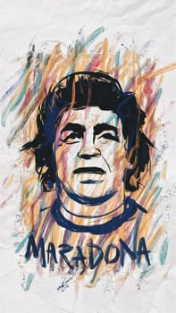 Stylized artistic rendition of a legendary soccer player with vibrant abstract elements