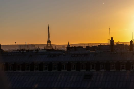 Skyline of Paris by sunset with Eiffel Tower. High quality photo