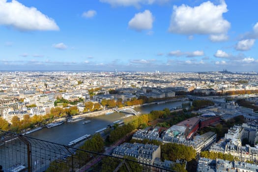 Breathtaking aerial view of Paris, highlighting the Seine River along with the citys iconic architecture and beauty. Paris, France - October 24, 2024
