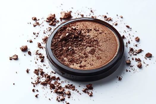 Scattering of bronzer for face on white background, makeup concept