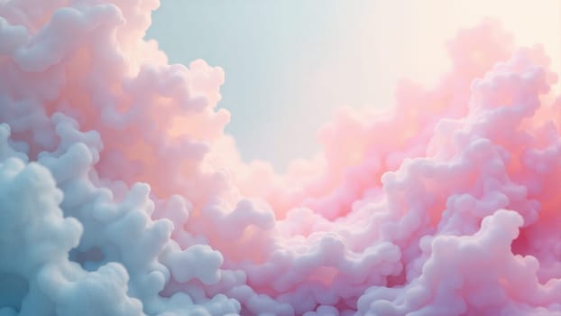 Soft pastel clouds gently blend shades of pink and blue, creating a tranquil atmosphere as the sun sets, evoking feelings of peace and wonder in the vast sky.
