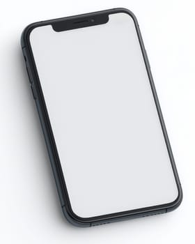 A mobile phone on a white background. Selective focus.