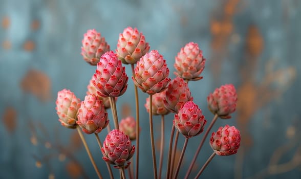 Abstract flowers on a blue background. Selective focus.