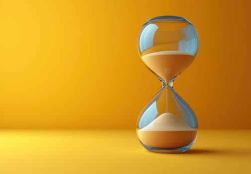 Hourglass on a yellow background. Selective focus.