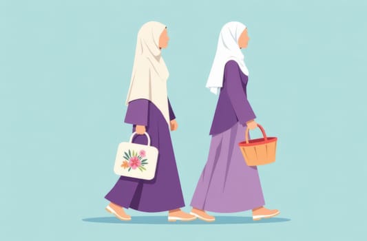 Arab Muslim woman shopper carrying bag shopping