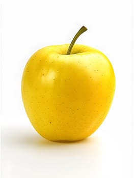 Golden yellow apple isolated on white background, fresh and ripe fruit