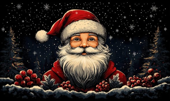 Illustration of Santa Claus on an abstract background. Selective focus.
