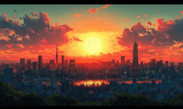 Thumbnail model of a cityscape in pixels. Selective focus.