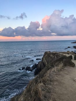 Sunset over the Mediterrenian in Collioure, Occitanie, France. High quality photo