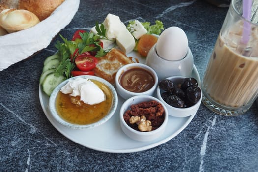 Turkish Breakfast Served on Table .