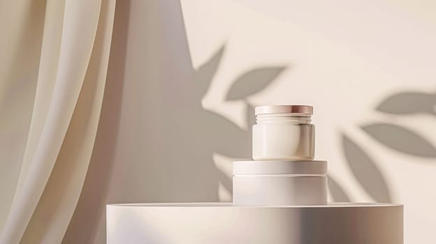 Cosmetic cream in a glass jar. Skin care concept. Background for beauty products