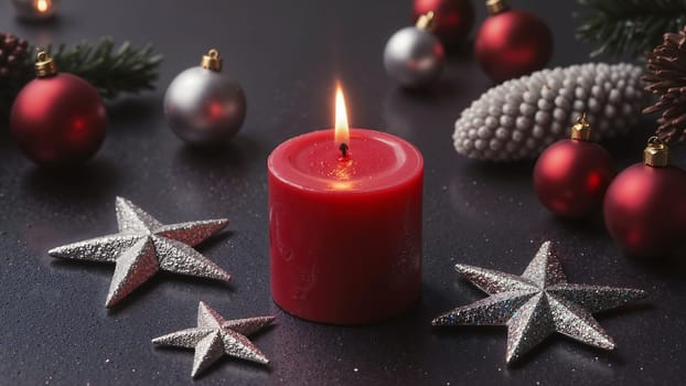 Red Candle on a Black Table