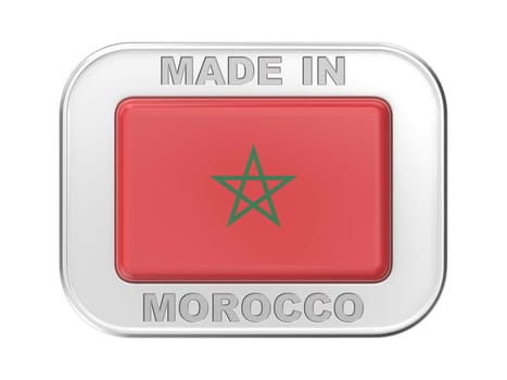 Made in Morocco, silver badge with the flag of Morocco