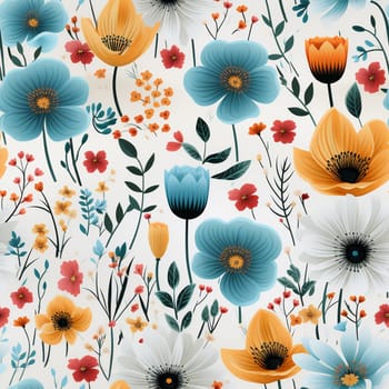 Seamless pattern tile background flowers and floral leaves plants. High quality photo