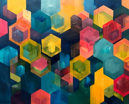 Vibrant hexagon abstract with rich colors, perfect for modern designs.
