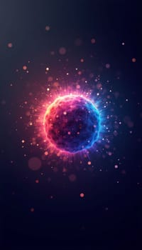 A vibrant cosmic sphere surrounded by luminous particles creates a captivating scene of interstellar beauty and wonder - Generative AI