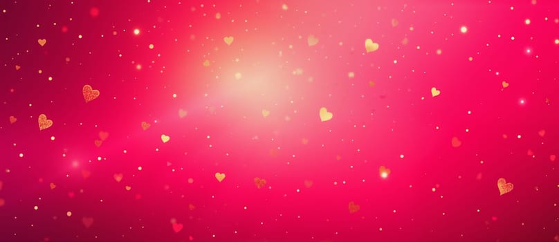A heart is on a red surface with a lot of sparkles