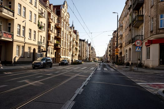 Sunny Day In Poland Showcases An Old City Street Landscape