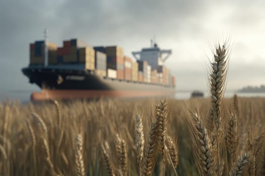 Grain export: shipment of wheat to international markets, agricultural trade growth, stabilizing food supply, economic cooperation through seamless movement of essential crops worldwide