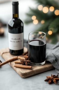 Mulled wine: aromatic drink, spiced infusion, warm beverage, festive flavor, seasonal delight, red blend, cinnamon essence, citrus note, winter tradition, holiday indulgence, fragrant mixture