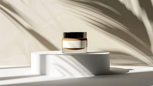Cosmetic cream in a glass jar. Skin care concept. Background for beauty products